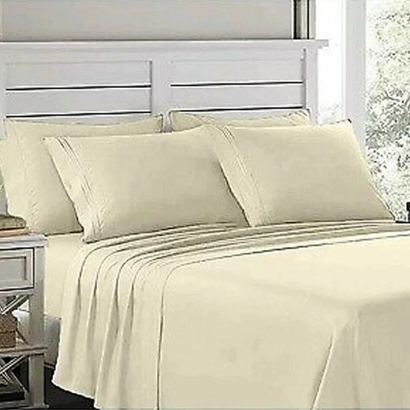Hypoallergenic Silk Sheets for Sensitive Sleepers4 Piece Deep Pocket 1900 Fitted Sheet Set Twin Beige