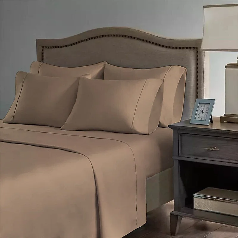 Queen - Size Sheet Sets with a European Pillowcase Set2200 Count 6 Pc Premium Bamboo Deep Pocket King Sheet Sanddunes