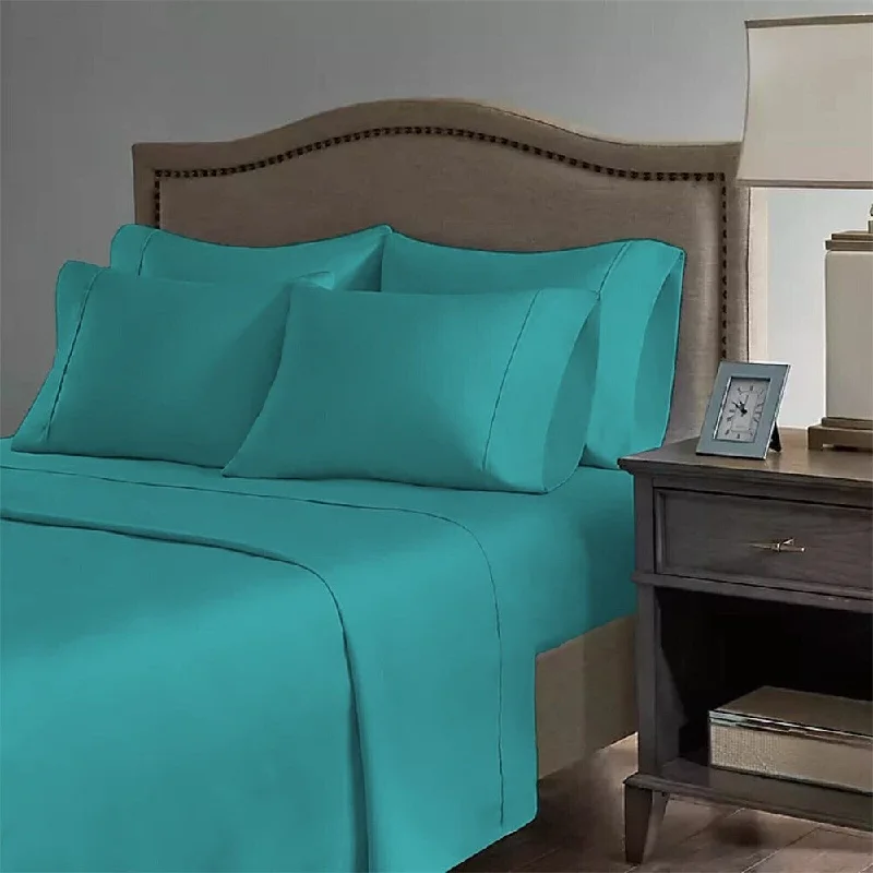 Sheet Sets with Multiple Pillowcase Options2200 Count 6 Pc Premium Bamboo Deep Pocket CalKing Sheet Teal