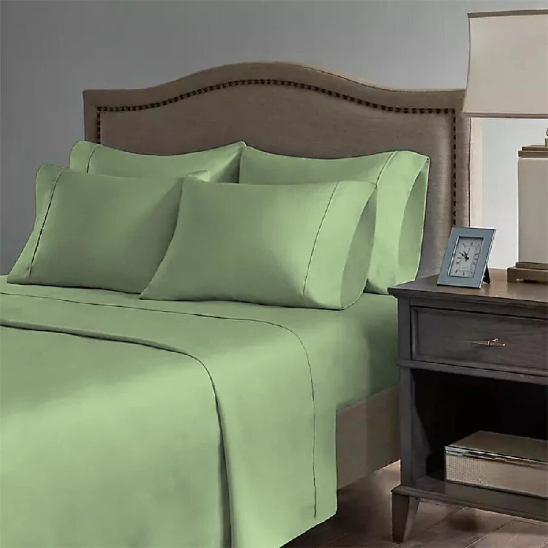 Linen - Cotton Blend Sheets for a Natural and Versatile Option2200 Count 6 Pc Premium Bamboo Deep Pocket Twin Sheet Sage