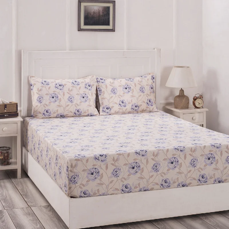 Organic Flannel Sheets for a Natural and Warm SleepBlossom Couture Maurase Print Blue Fitted Sheet With Pillow Covers