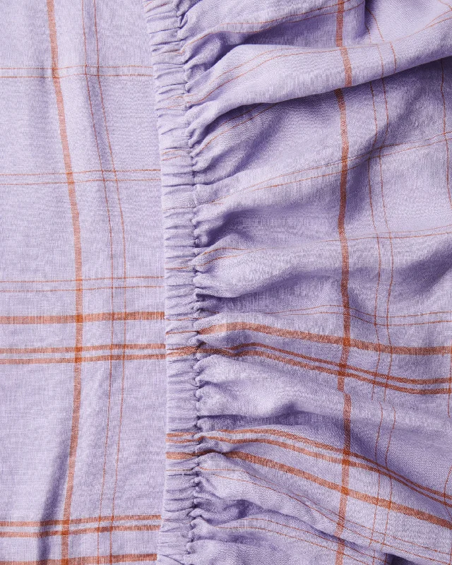 Twin - Size Sheet Sets with a Pillow ProtectorSanta Monica Tartan Linen Fitted Sheet