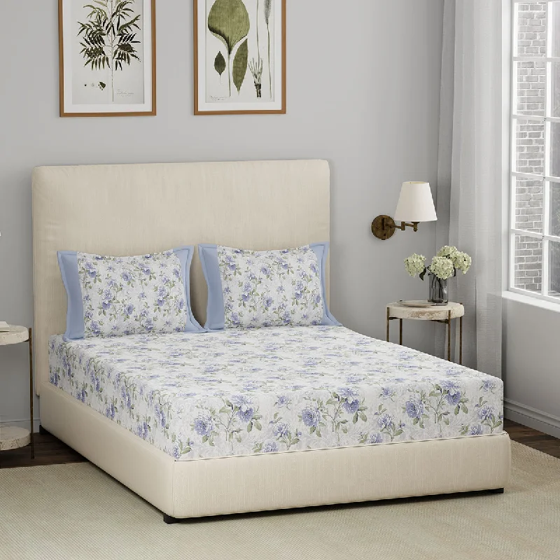 Jersey - Knit Sheets for a Comfortable and Casual BedEclectic Garden Rosendale 100% Cotton Printed Bed Sheet With Pillow Case
