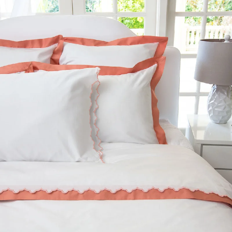 Polyester - Cotton Blend Sheets for Durability and ComfortThe Linden Apricot Border