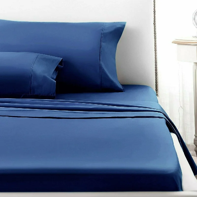 Thermal - Regulating Bamboo Sheets for All - Season Comfort4 Piece Deep Pocket 1800 Count Luxury Sheet Set Twin Navy Blue