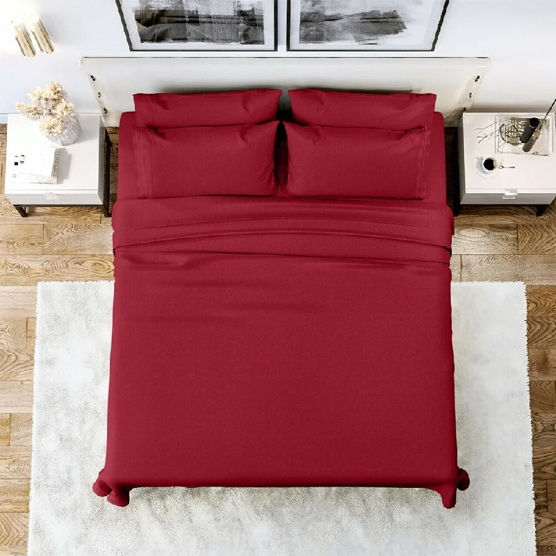 King - Size Sheet Sets with a Decorative Pillow Set6 Piece Sheet Set 1800 Series Egyptian Deep Pocket Full Burgundy