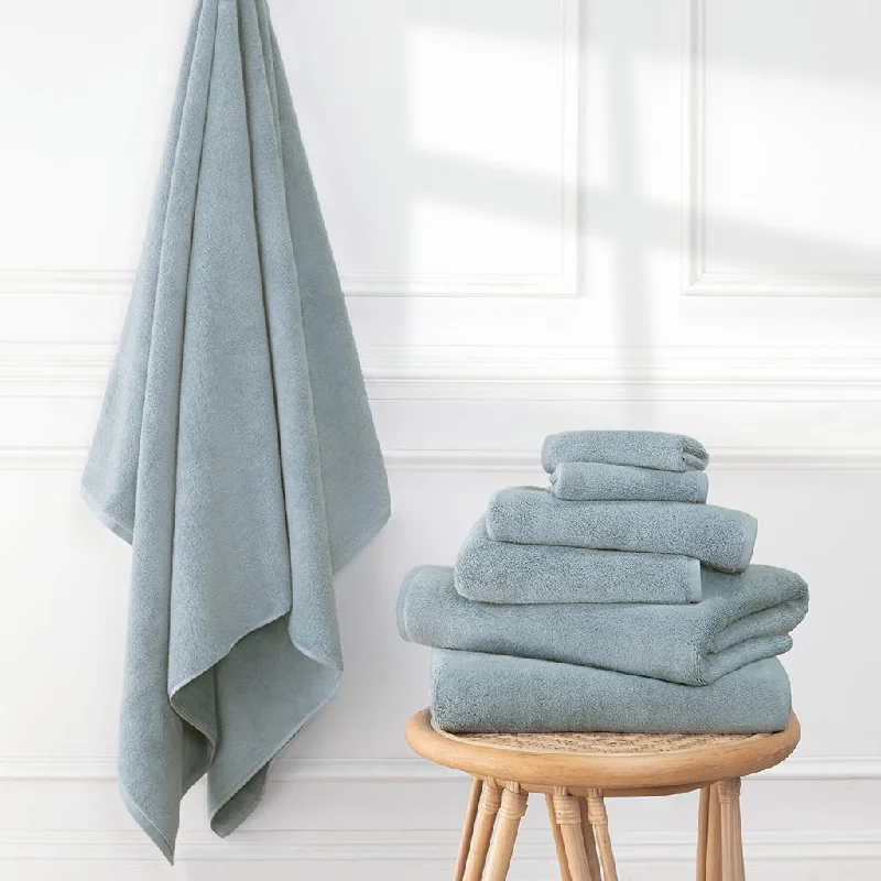 Sheets with a damask - print design for a luxurious and ornate feel​ Plush Coastal Blue Bath Sheet