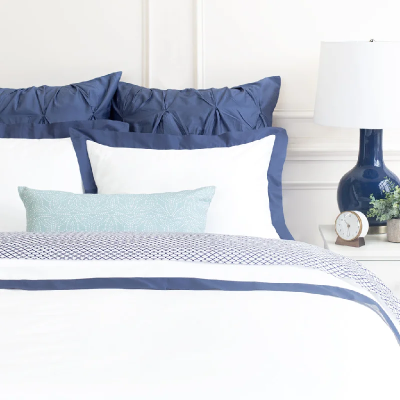 Toddler - sized duvet covers for little ones' beds​ Slate Blue Linden Border Duvet Cover