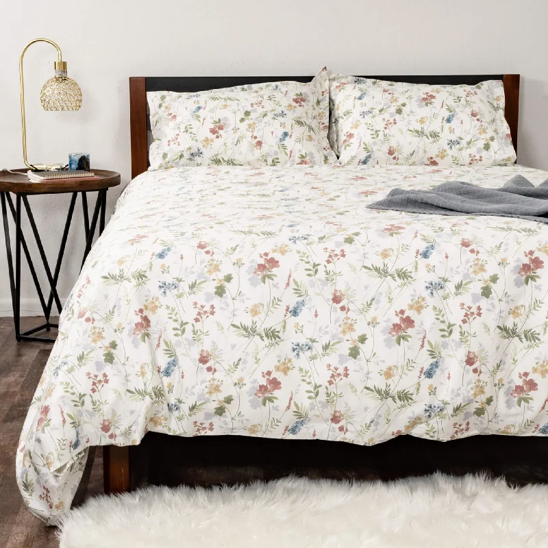 Allergy - friendly duvet covers for sensitive sleepers​ Watercolor Garden 400 Thread Count Sateen Duvet Cover Set