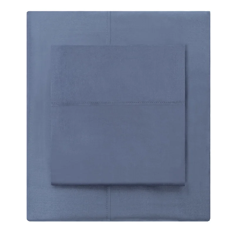 Flat sheets with extra - long dimensions for larger beds​ Slate Blue 400 Thread Count Sheet Set (Fitted, Flat, & Pillow Cases)