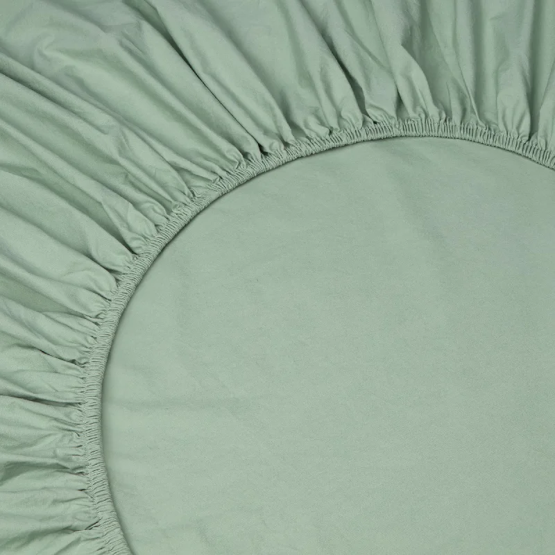 Comforters with a soft - touch finish for a luxurious feel​ Mellow Green Washed Cotton Percale Fitted Sheet