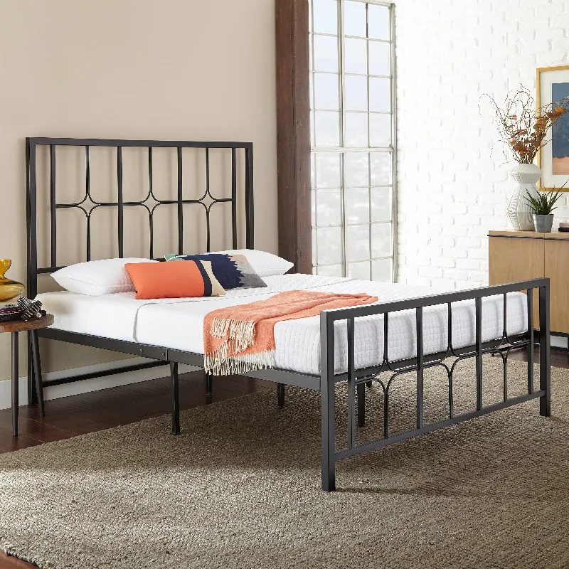 Comforters with a metallic - accent design for a glamorous and stylish touch​ Winchester Metal Platform Bed