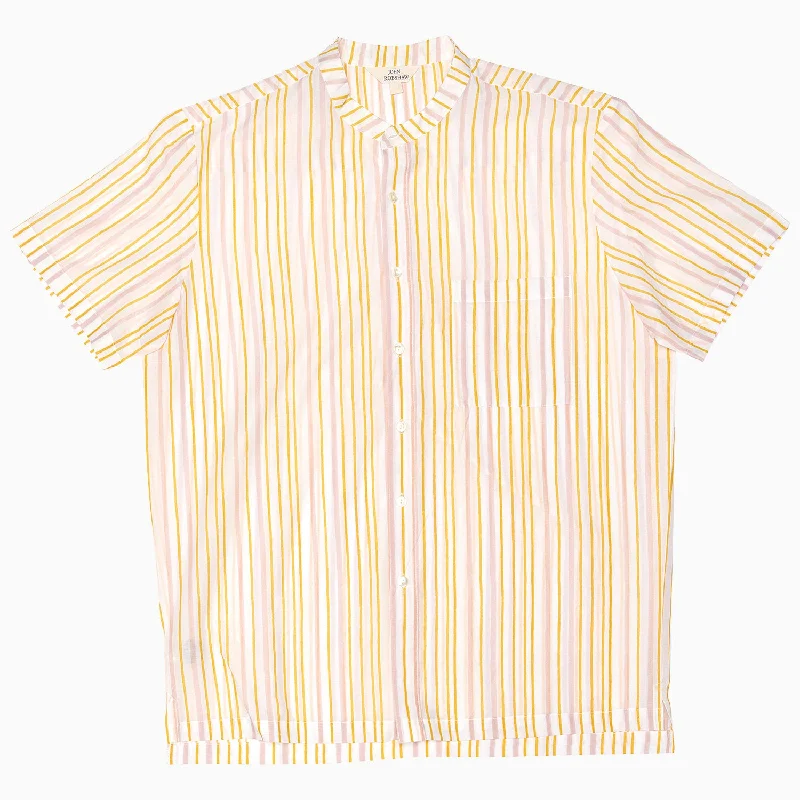 Memory foam couch pillows for lounging​ Ishya Stripes Nehru Short Sleeve Shirt