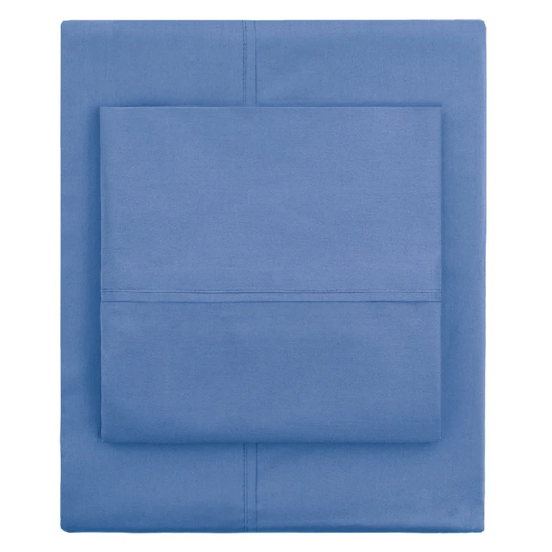 Sheets with a reversible pattern for double the style options​ Capri Blue 400 Thread Count Sheet Set (Fitted, Flat, & Pillow Cases)