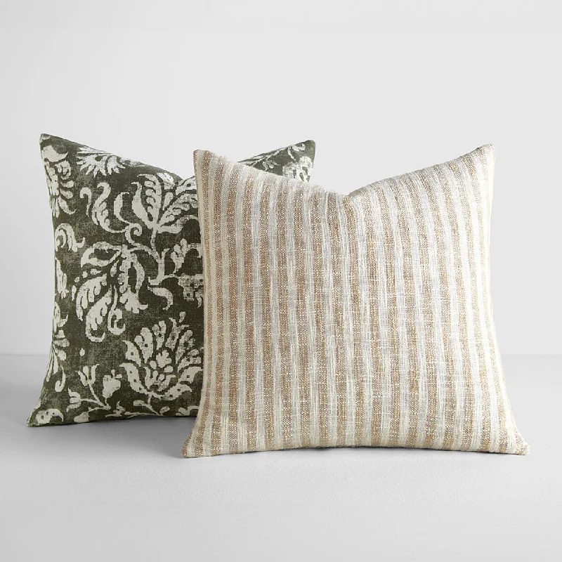 Memory foam headrest pillows for cars​ 2-Pack Yarn-Dyed Bengal Stripe / Distressed Floral Décor Throw Pillows