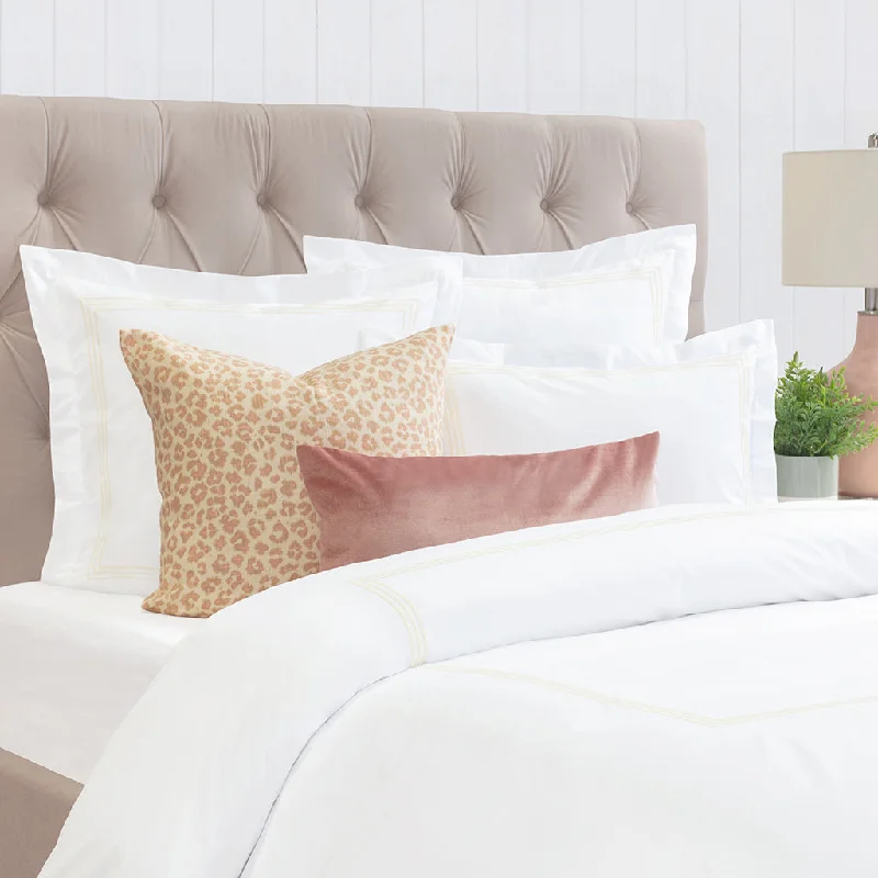 Duvet covers with a maximalist design for a bold statement​ Octavia Ivory Embroidered Percale Duvet Cover