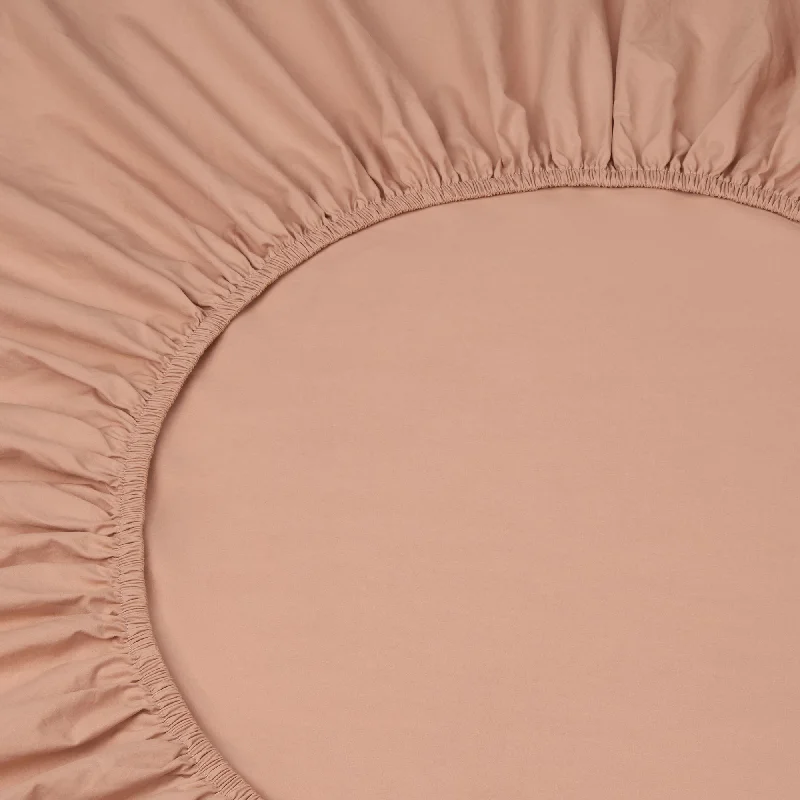 Comforters with a shiny finish for a glamorous appearance​ Blush Pink Washed Cotton Percale Fitted Sheet