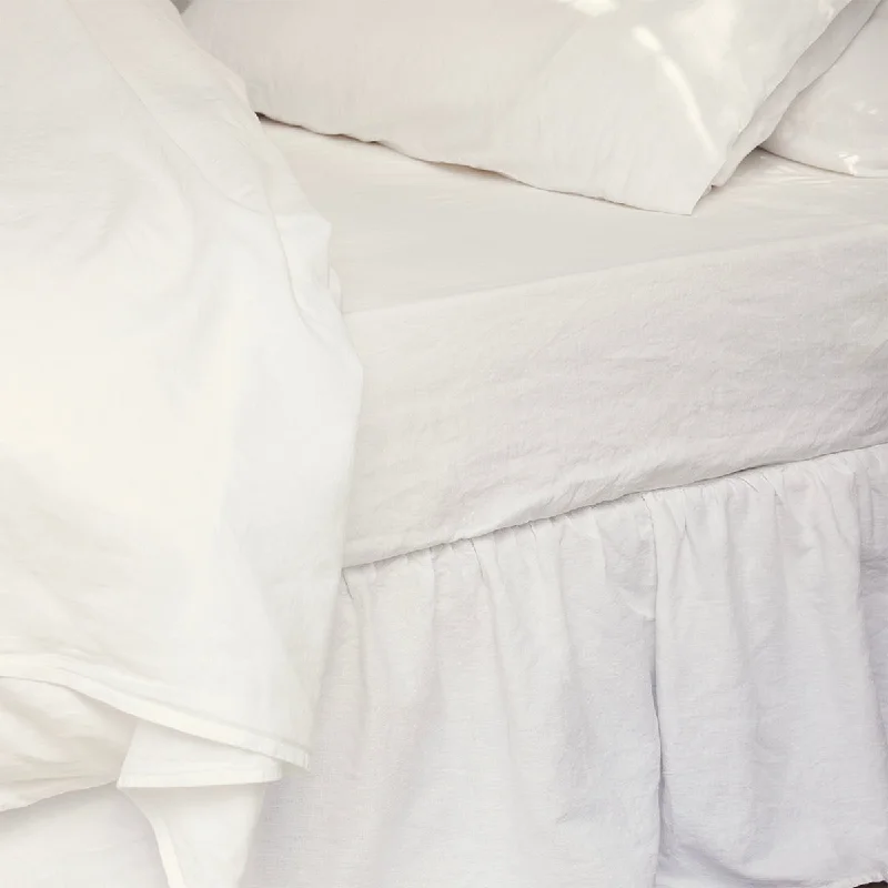 White Linen Blend Fitted Sheet