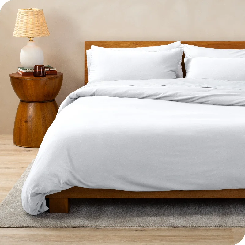 Duvet covers with a chevron - pattern design for a trendy appearance​ Organic Cotton Jersey Duvet Cover & Pillowcase Set