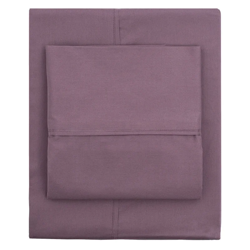Sheets with a mid - century modern design for a retro and stylish charm​ Plum Purple 400 Thread Count Sheet Set (Fitted, Flat, & Pillow Cases)