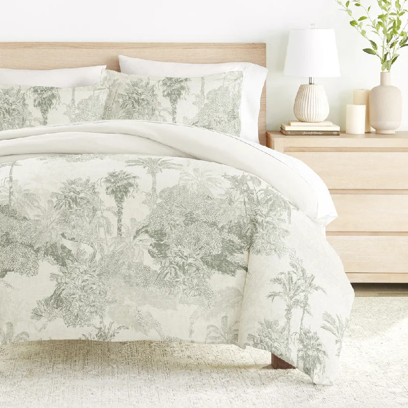 Recycled material duvet covers for an eco - friendly alternative​ Paradise Toile Pattern 3-Piece Reversible Duvet Cover Set