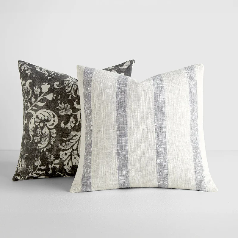 Toddler pillows for proper head and neck development​ 2-Pack Yarn-Dyed Awning Stripe / Distressed Floral Décor Throw Pillows