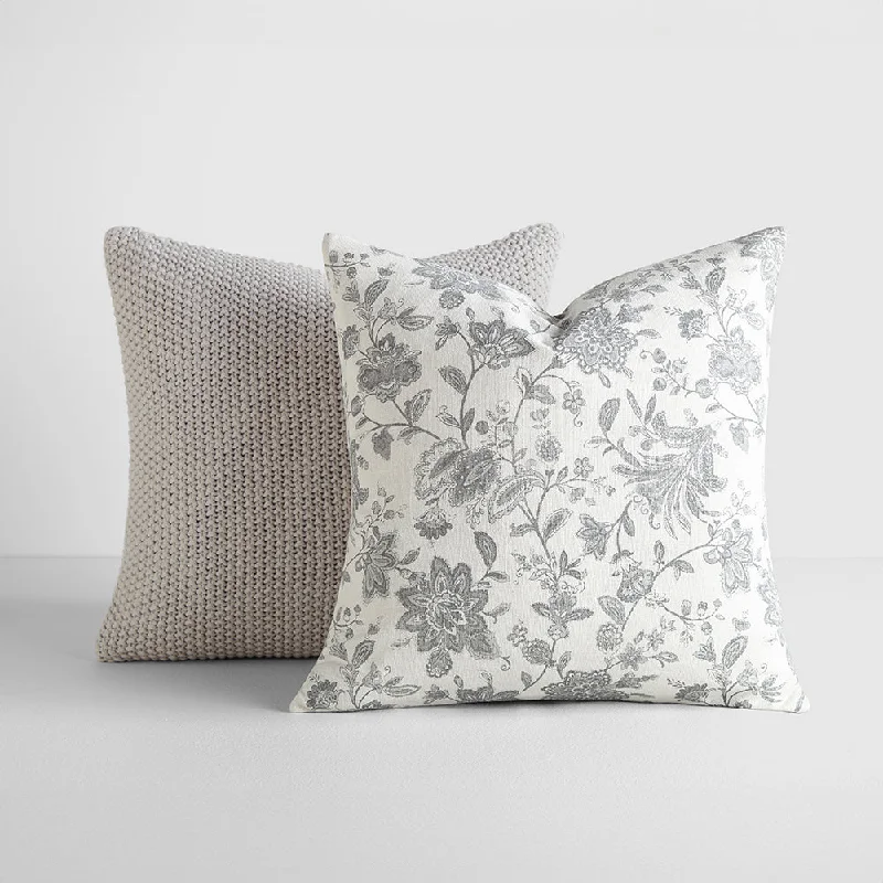 Memory foam lumbar pillows for lower back support​ 2-Pack Seed Stitch Knit With Jacobean Décor Throw Pillows