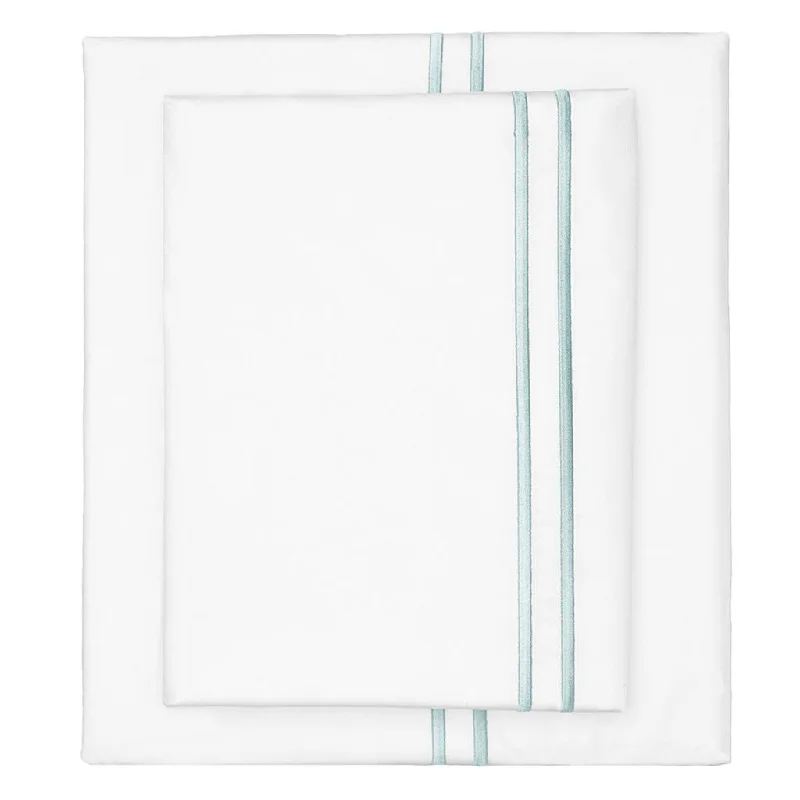 City - apartment sheets with a modern and urban look​ Porcelain Green Lines Embroidered Sheet Set (Fitted, Flat, & Pillow Cases)