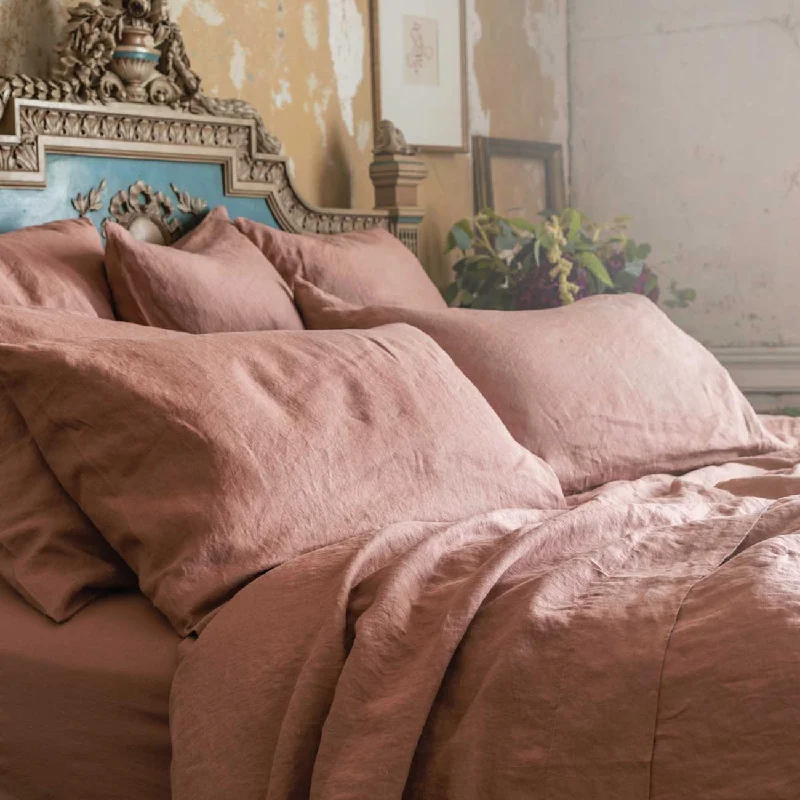 Comforters with a minimalist design for a simple and uncluttered aesthetic​ Warm Clay 100% Linen Flat Sheet