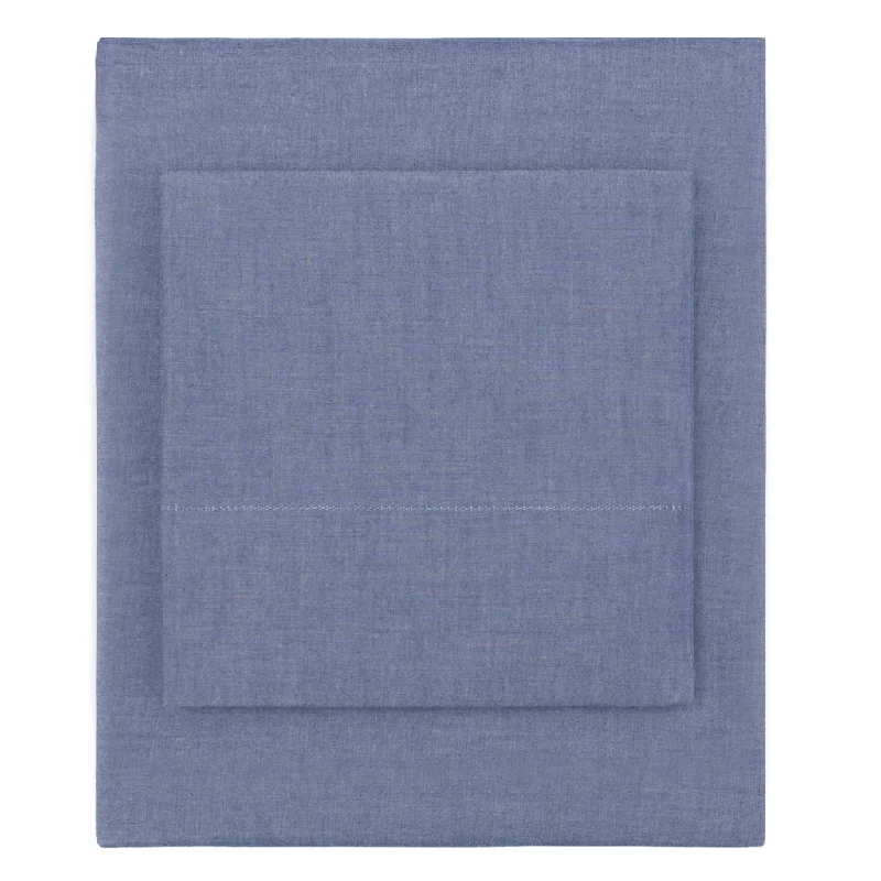 Organic bamboo sheets as a sustainable bedding choice​ Blue Chambray Sheet Set (Fitted Sheet, Flat Sheet & Pillowcases)