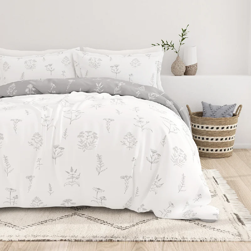 Duvet covers with anti - fungal properties for a healthier sleep surface​ Botany Floral Pattern 3-Piece Reversible Duvet Cover Set