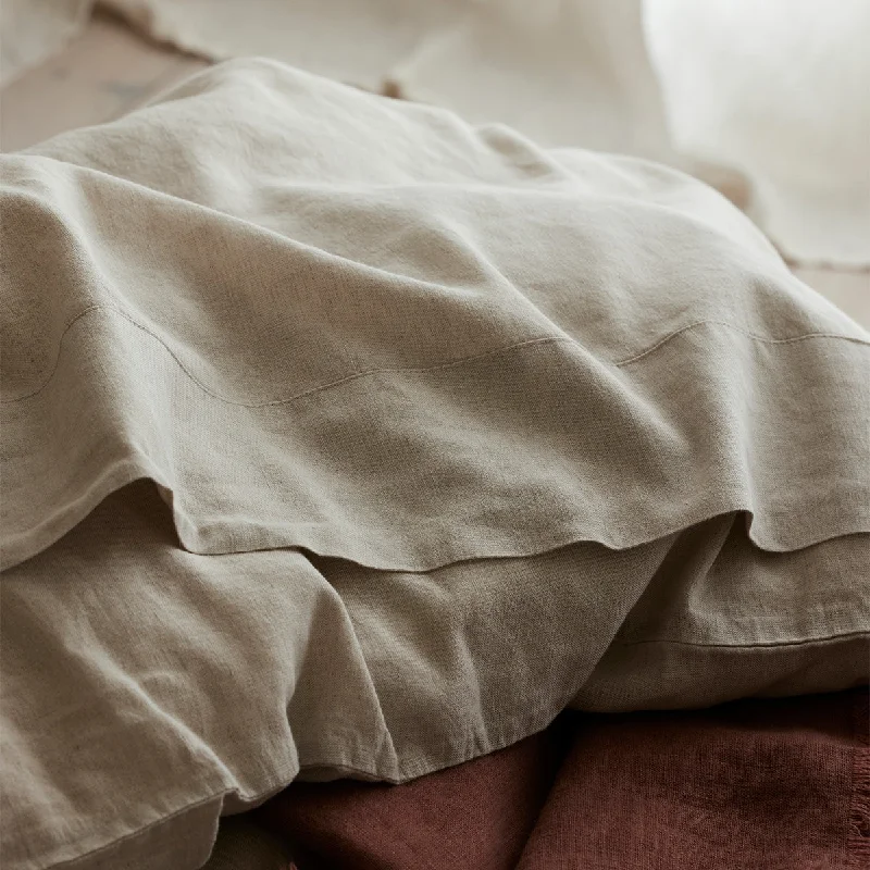 Cooling comforters designed for hot sleepers​ Oatmeal Linen Blend Flat Sheet
