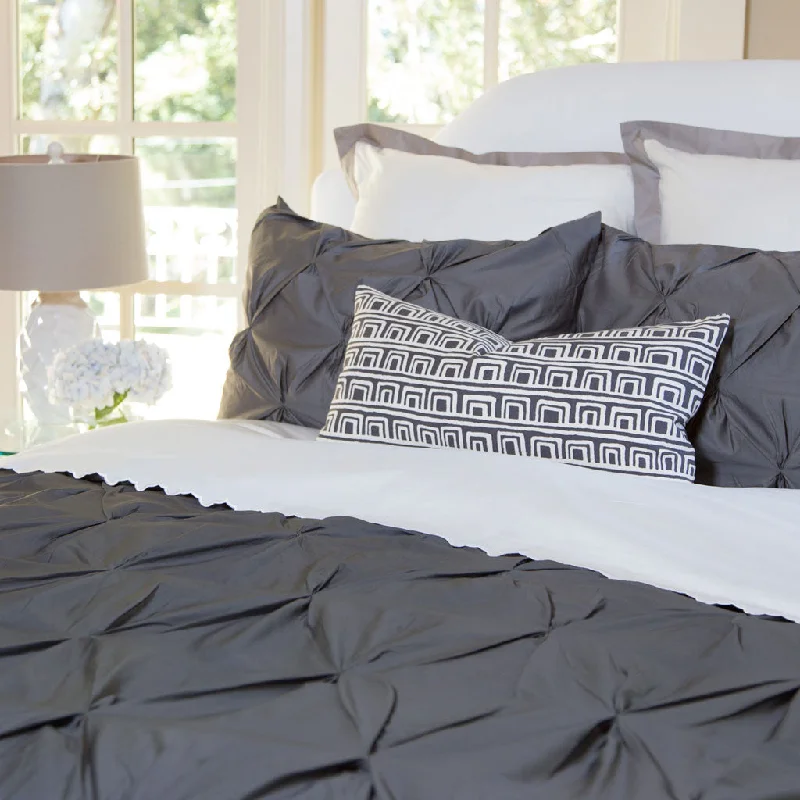 Duvet covers with a holographic - effect design for a futuristic appeal​ Charcoal Grey Valencia Pintuck Duvet Cover
