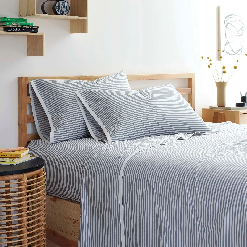 Hand - washable comforters suitable for delicate materials​ Pinstripe Sheet Set with SILVERbac Technology by Martex Clean AF