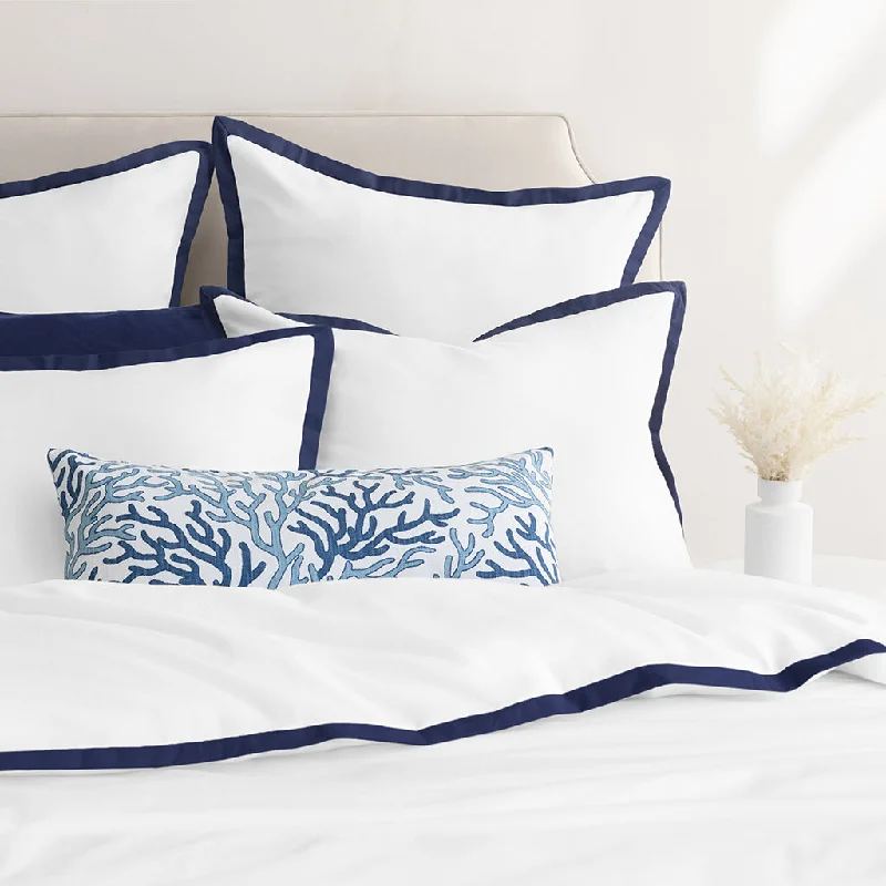 Duvet covers with a toile - de - jouy design for a French - inspired charm​ Navy Quinn Flannel Duvet Cover