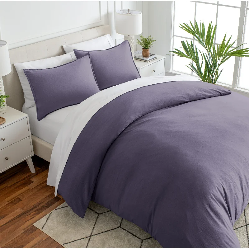 Hypoallergenic duvet covers for allergy sufferers​ Washed Microfiber Duvet Cover & Sham Set