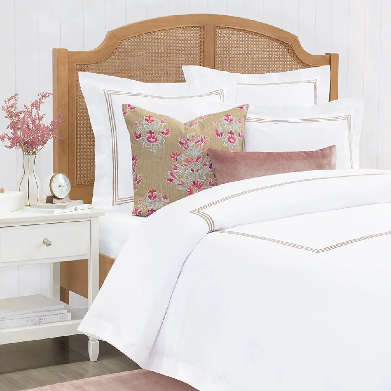 California king - size duvet covers for extra - large beds​ Octavia Taupe Embroidered Percale Duvet Cover