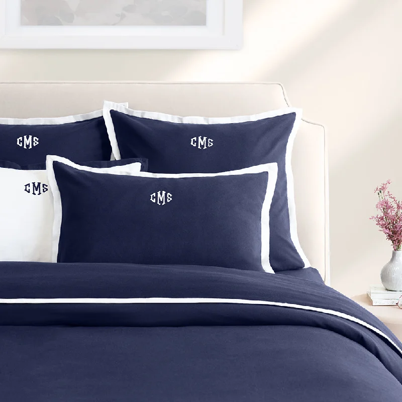 Duvet covers with a polka - dot design for a fun and playful style​ Navy Hudson Flannel Duvet Cover