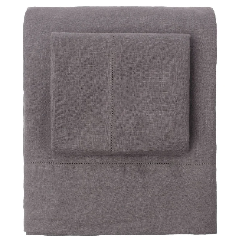 Sheets with a UV - resistant feature for outdoor or sun - exposed areas​ Grey Belgian Flax Linen Sheet Set (Fitted, Flat, & Pillow Cases)