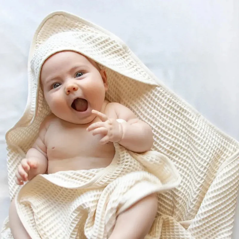 Baby comforters for cribs, ensuring gentle comfort​ CleanBamboo® Waffle Hooded Baby Towel