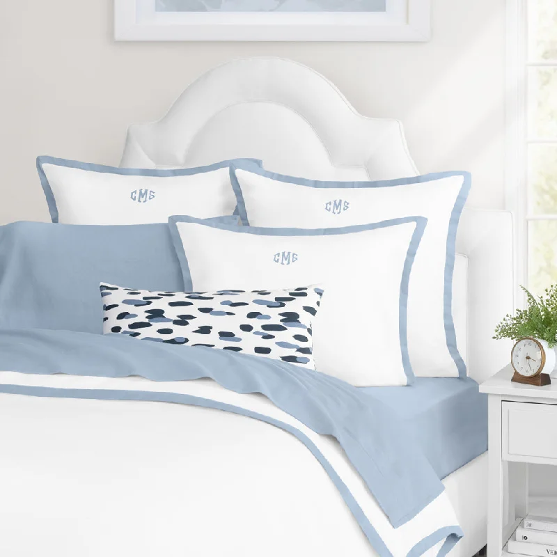 Duvet covers with a shiny finish for a glamorous appearance​ French Blue Quinn Flannel Duvet Cover