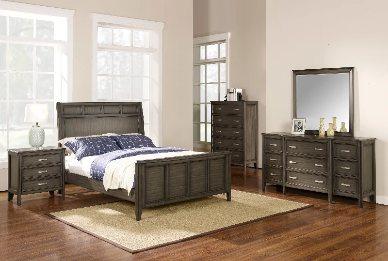 Comforters with a nautical - inspired design for a maritime and coastal look​ Richfield Smoke Transitional Panel Bedroom Set