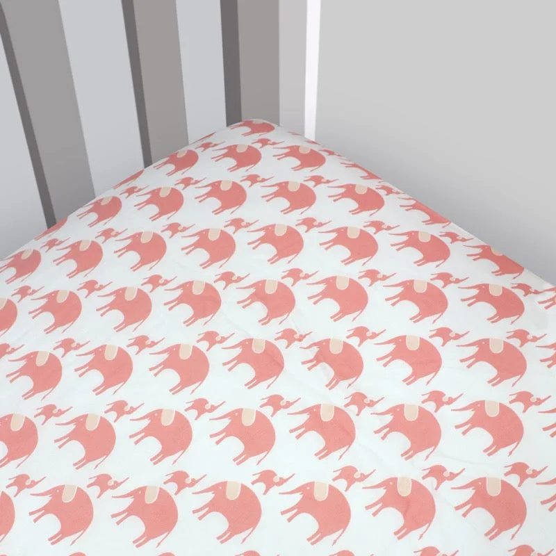 Patchwork sheets for a unique and handmade charm​ Organic Cotton Sateen Elephant Fitted Crib Sheet