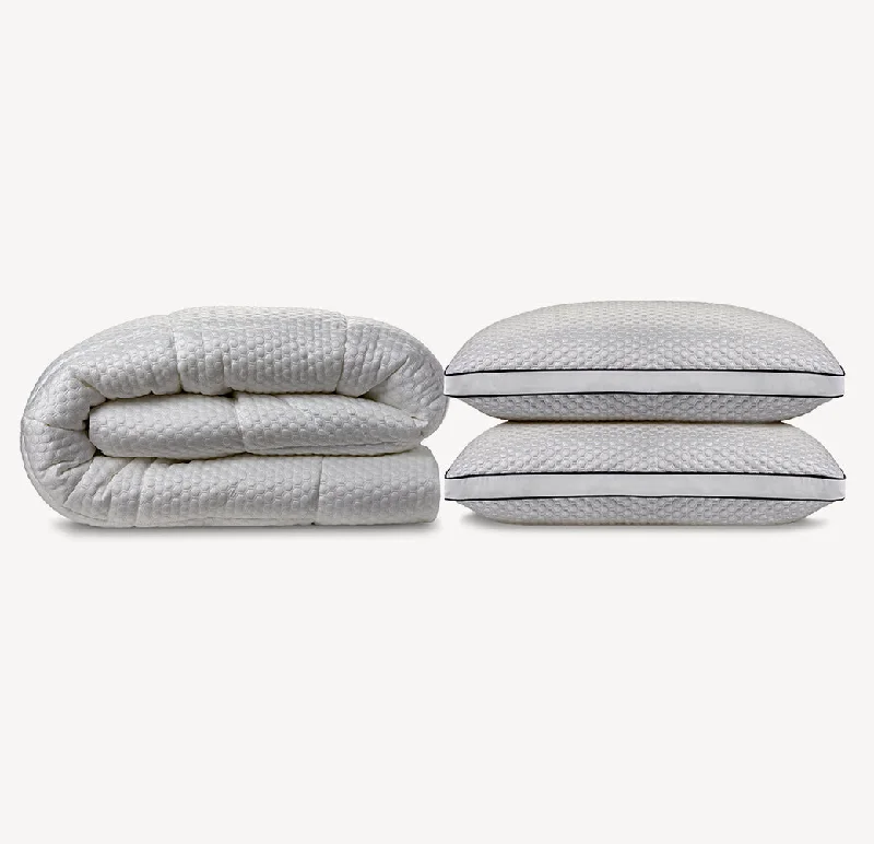 Organic wool pillows for natural insulation​ Cooling Bundle | Arctic Chill Cooling Fiber Bed and Arctic Chill Super Cooling Gel Fiber Pillow