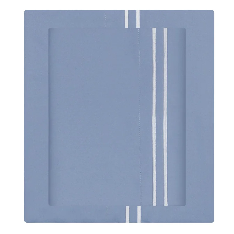 Sheets with a custom - made option for a personalized and one - of - a - kind bedding Coastal Blue 400 Thread Count Embroidered Lines Sheet Set (Fitted, Flat, & Pillow Cases)