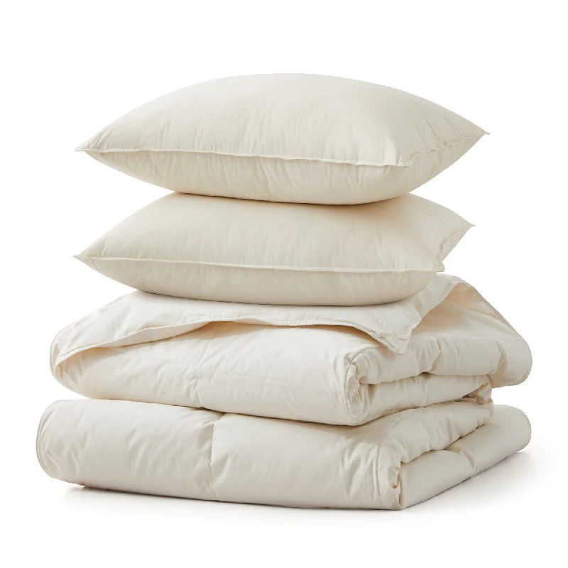 Comforters with a polka - dot design for a fun and playful style​ Lightweight Organic Cotton Down Comforter & Pillow Bundle