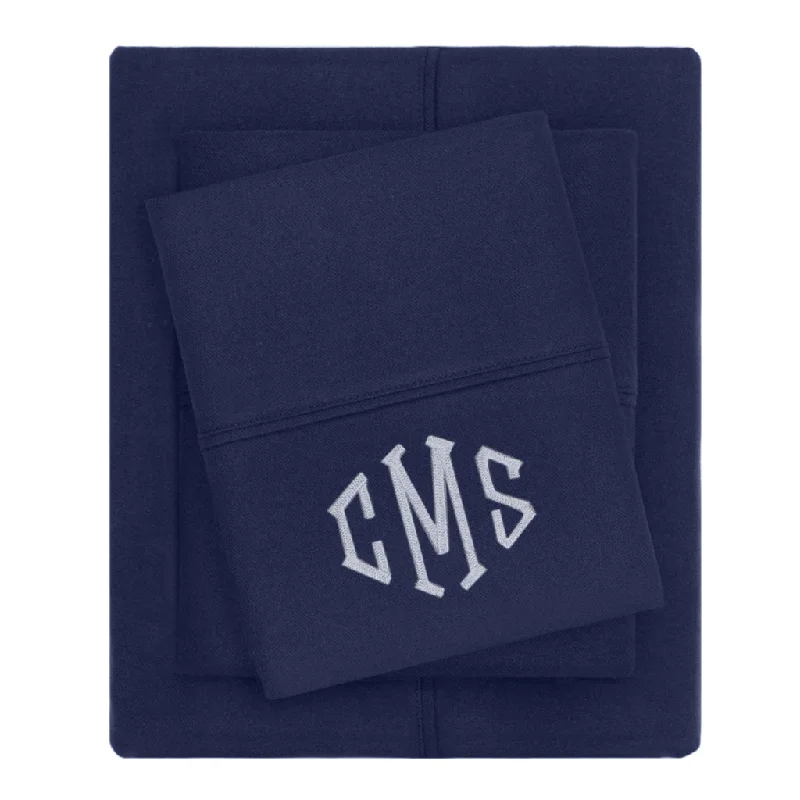  Navy Blue Flannel Sheet Set (Fitted, Flat, & Pillow Cases)