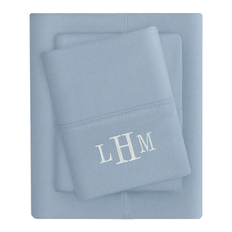 Sheets with a batik - print design for a hand - crafted and artisanal aesthetic​ French Blue Flannel Sheet Set (Fitted, Flat, & Pillow Cases)