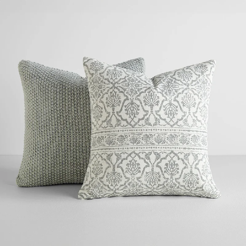 Polyester fiberfill pillows for budget - friendly options​ 2-Pack Throw Pillows Seed Stitch Knit With Antique Floral