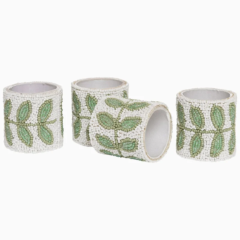 Anti - fungal pillows for a healthier sleep surface​ Aadi Sage Beaded Napkin Rings (Set of 4)